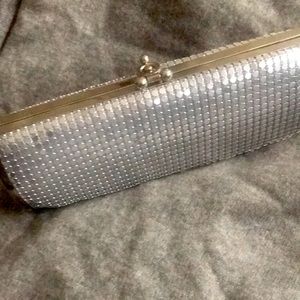 Silver evening clutch